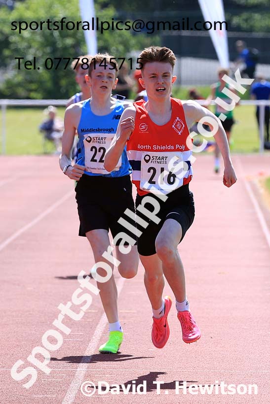 Boys Under-15s 1500 metres, 2024 North Eastern Track and Field Champs., Middlesbrough.  Photo: David T. Hewitson/Sports for All Pics